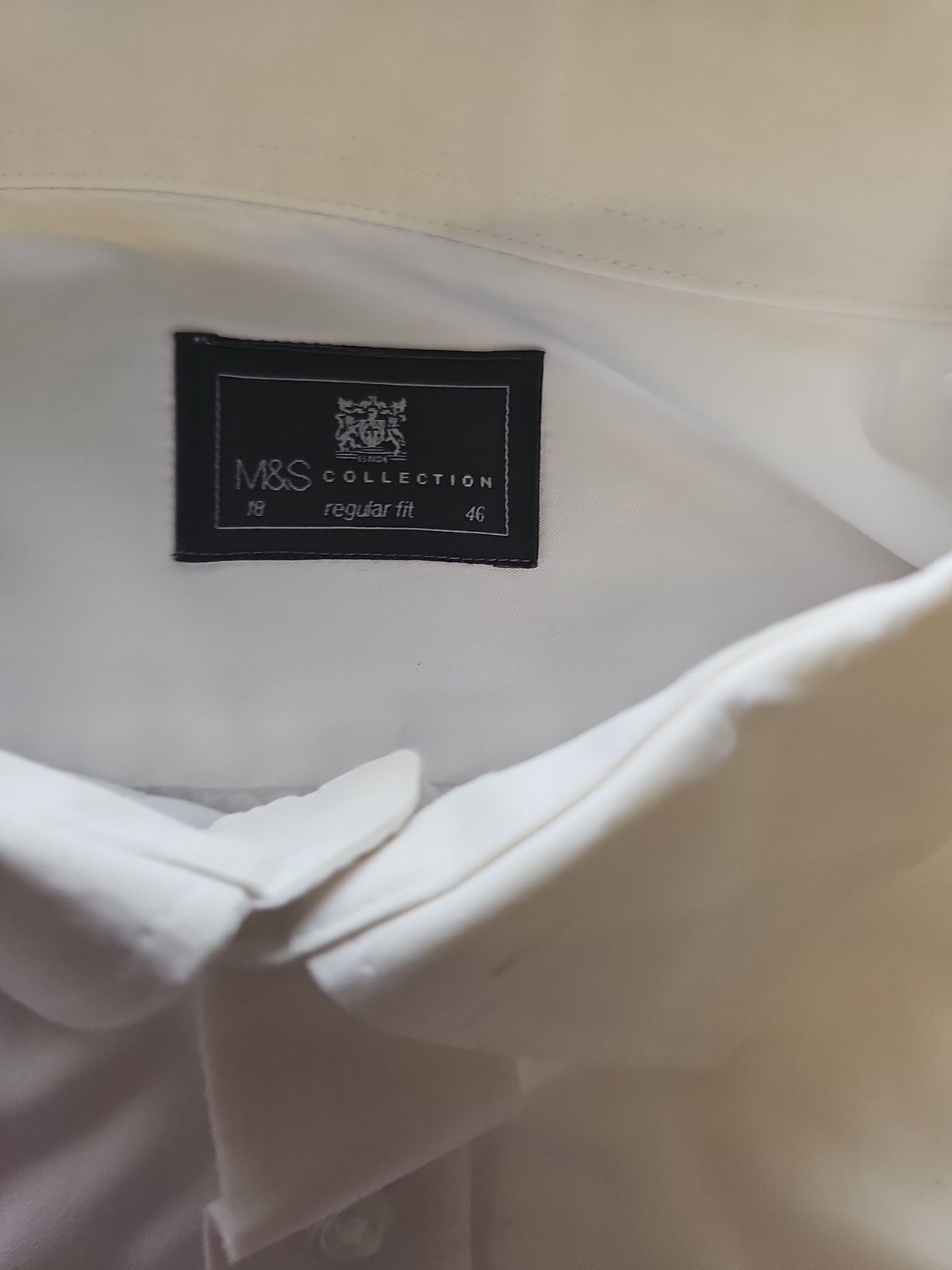 M&S Collection White Regular Fit Long Sleeve Dress Shirt 18 S810