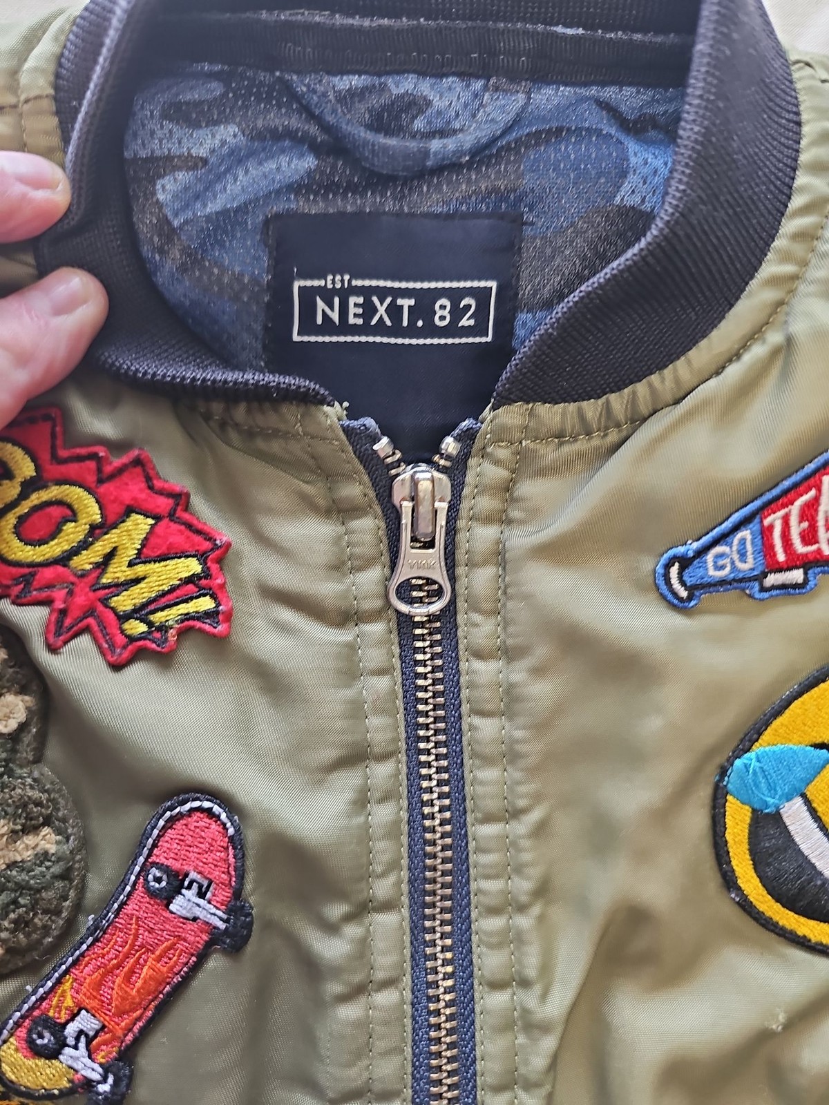 Next Kids Olive Green Bomber Jacket with Patches S807