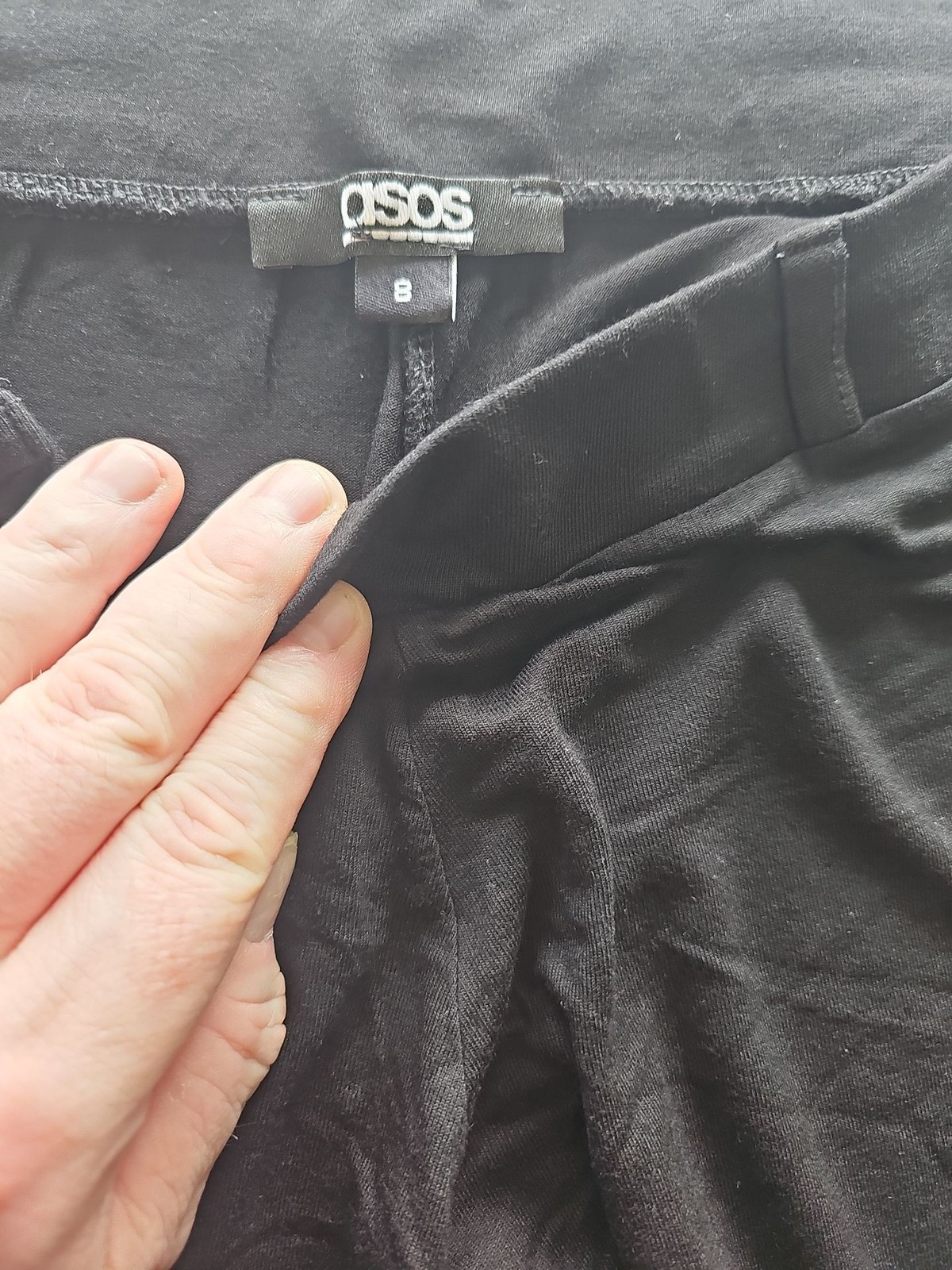 ASOS Black Wide Leg Jersey Flare Trousers 8 R798