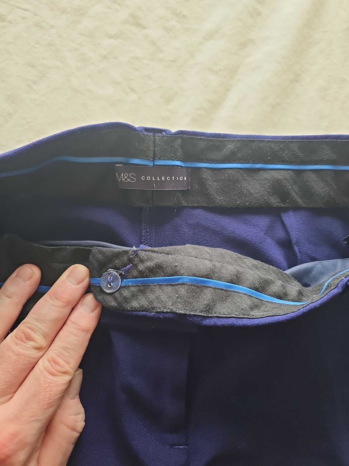 M&S Collection Royal Blue Slim Leg Tailored Trousers uk10 R804