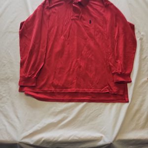 Vintage Polo Ralph Lauren Red Long Sleeve Pique Polo Shirt approx xl/xxl S815