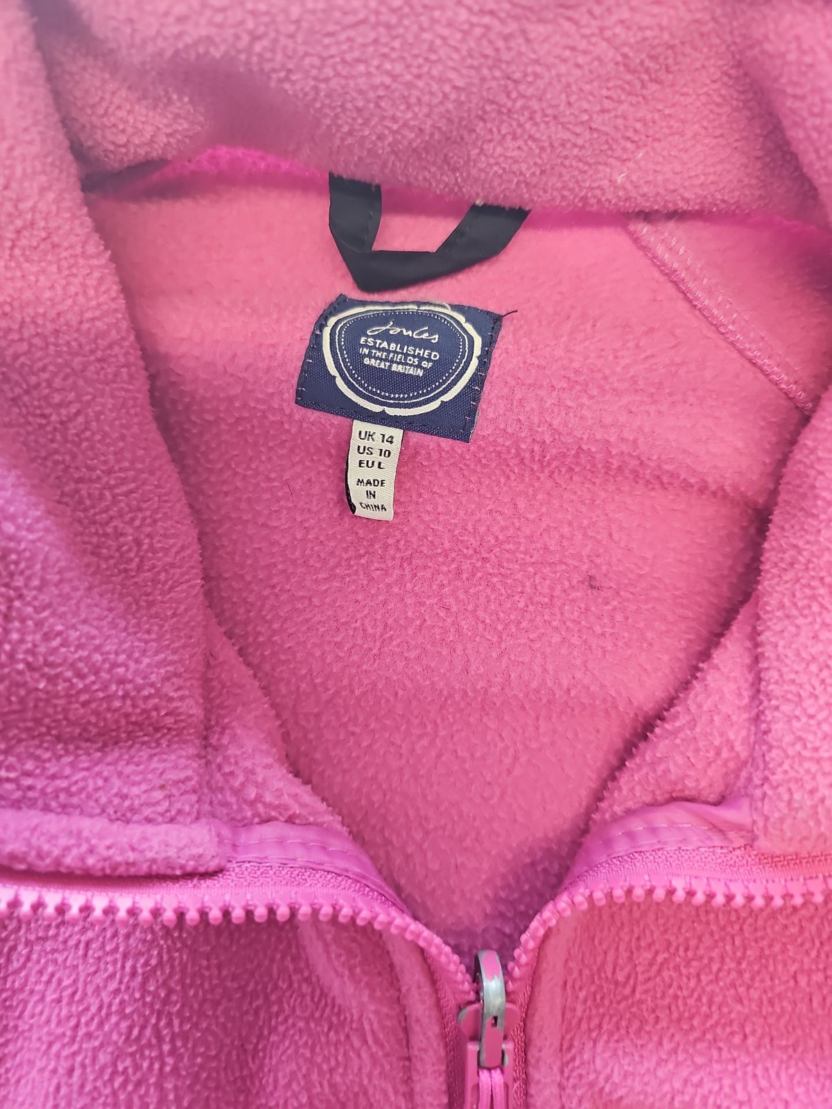 Joules Women’s Fuchsia Pink Full Zip Fleece Jacket UK 14 S812