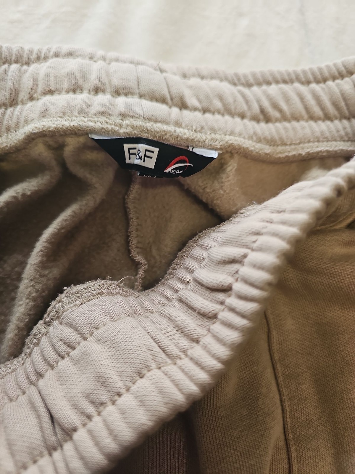 F&F Active Men’s Tan Fleece-Lined Joggers – Size L T823