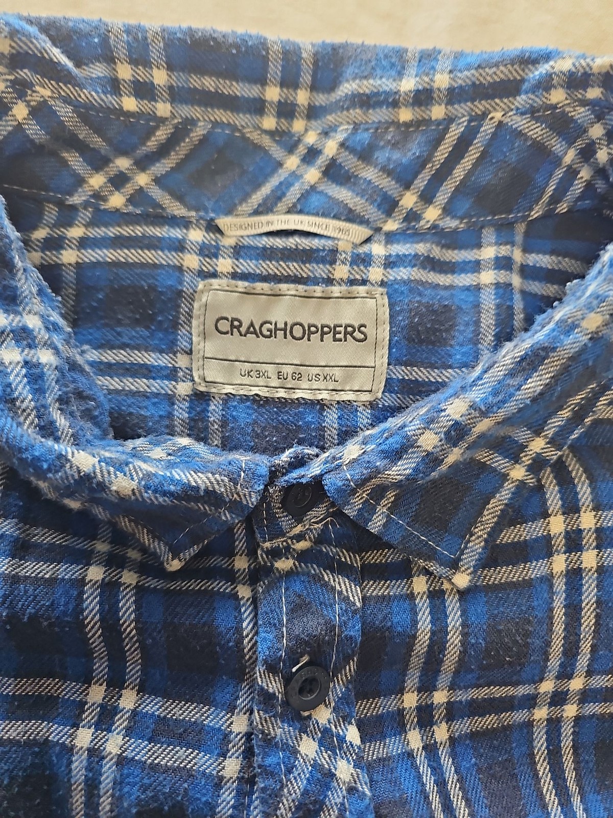 Craghoppers Men’s Blue Plaid Flannel Shirt 3XL T824