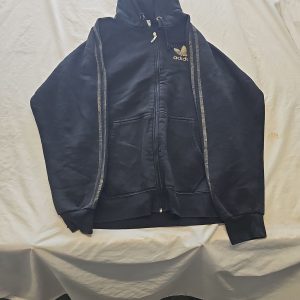 Adidas Originals Vintage Black & Gold Trefoil Zip-Up Hoodie XXL T820