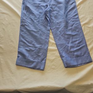 M&S Collection Light Blue Micro-Check Crop Trousers Uk 18 T834