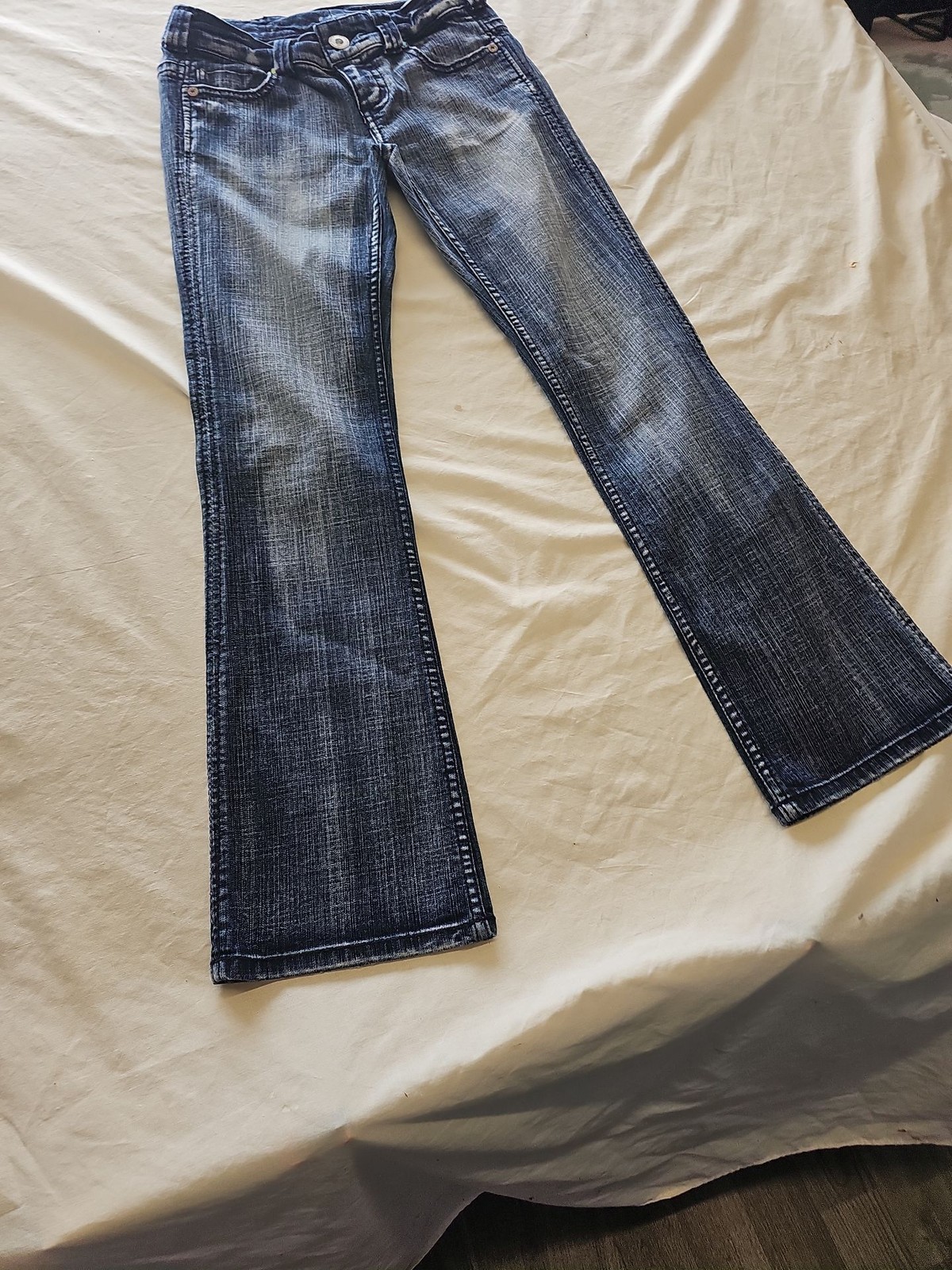 River Island Y2K Vintage Dark Wash Flare Jeans Size 8 T825 - Image 3