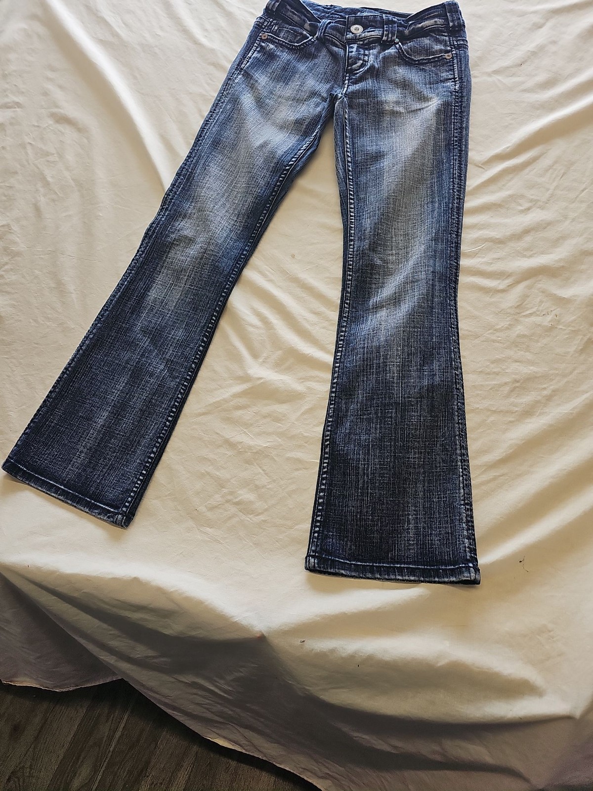 River Island Y2K Vintage Dark Wash Flare Jeans Size 8 T825 - Image 4
