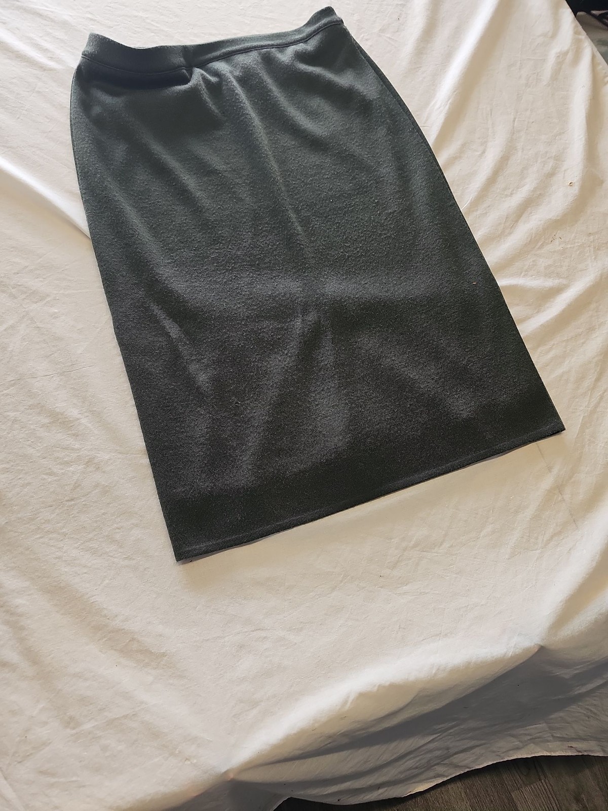 Vintage Italian-Made Dark Forest Green Acrylic Knit Pencil Skirt Size16 T836 - Image 3