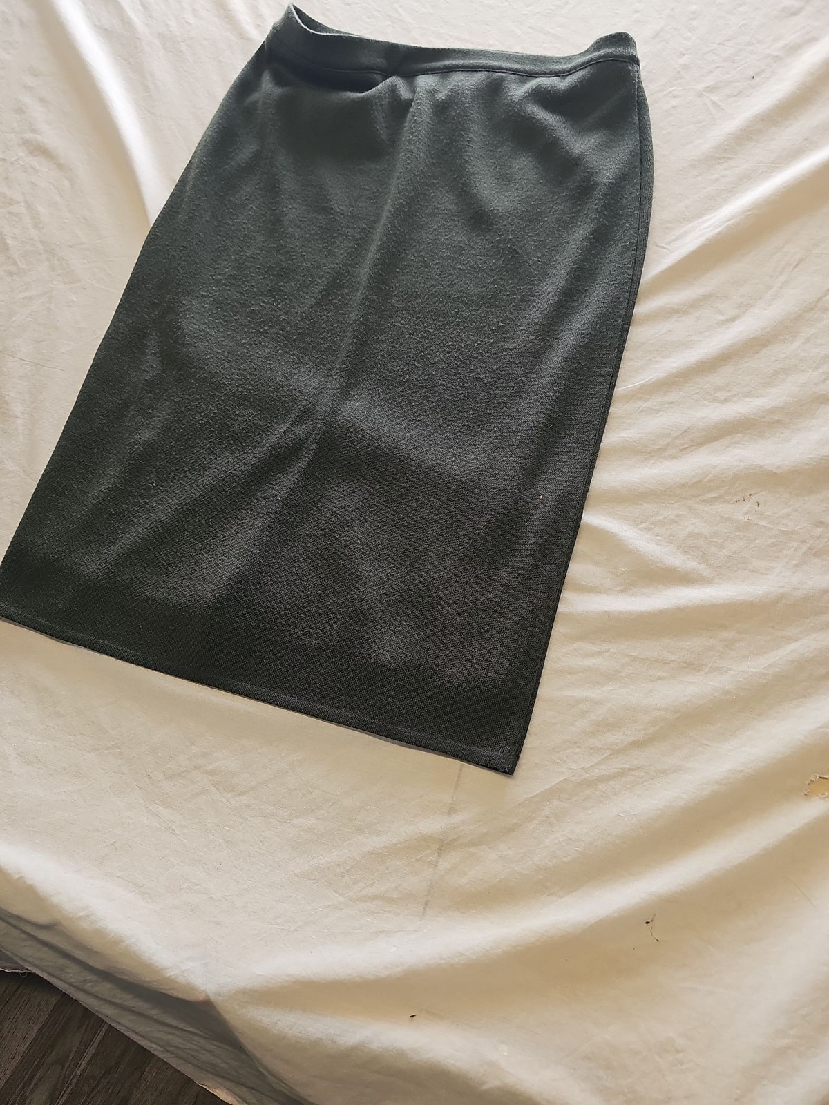 Vintage Italian-Made Dark Forest Green Acrylic Knit Pencil Skirt Size16 T836 - Image 4