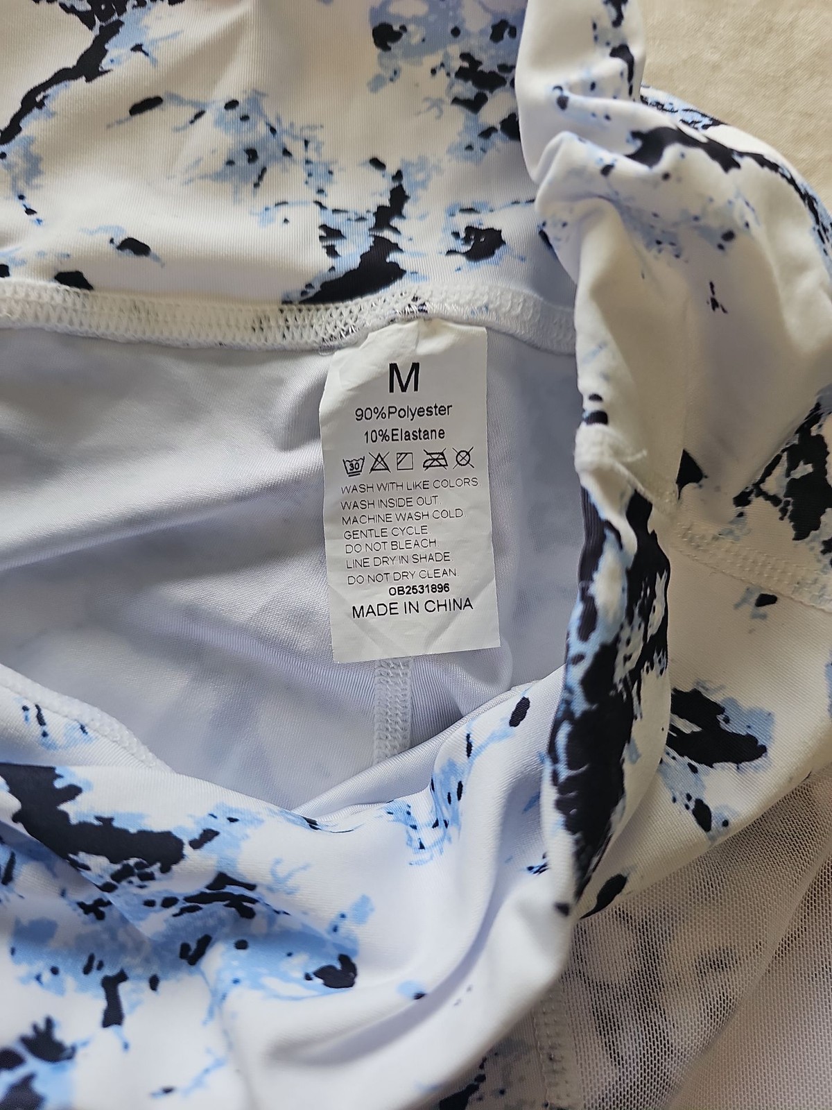 Women’s Blue Abstract Print Capri Leggings with Side Pocket approx 8 or 10 P748