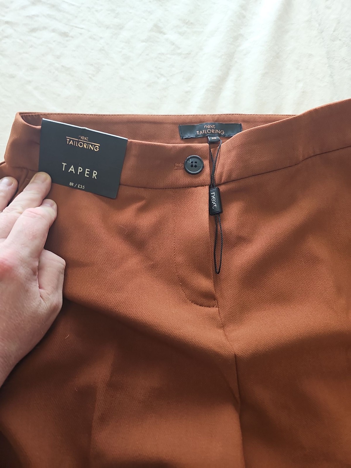 Next Tailoring Rust Brown Tapered Trousers NWT uk8 T828