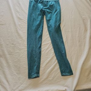 Women's High-Waisted Seamless Teal Marl Gym Leggings approx size s/m T825