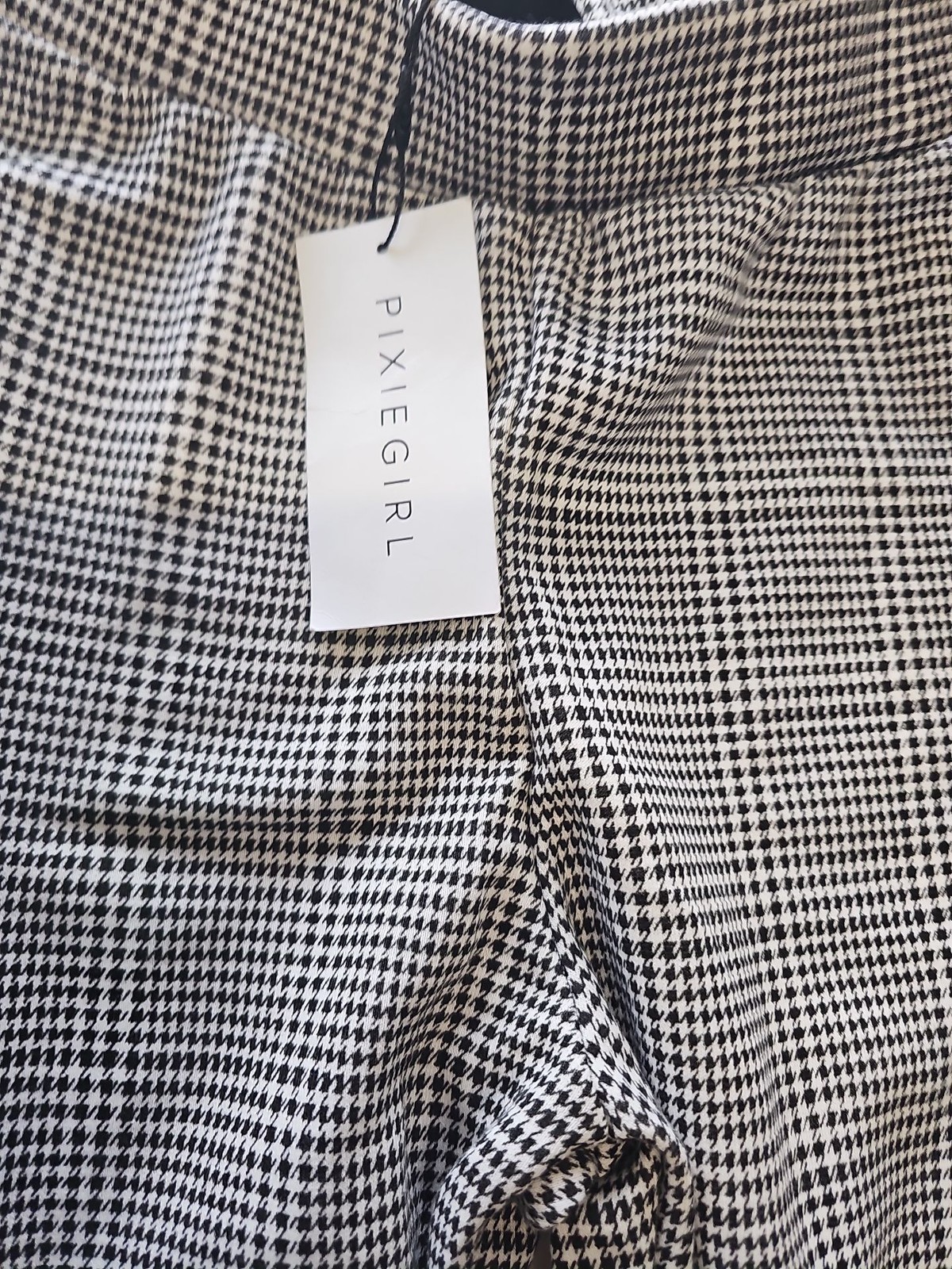 PixieGirl Monochrome Houndstooth Print Flare Leg Trousers – NWT uk8 T826