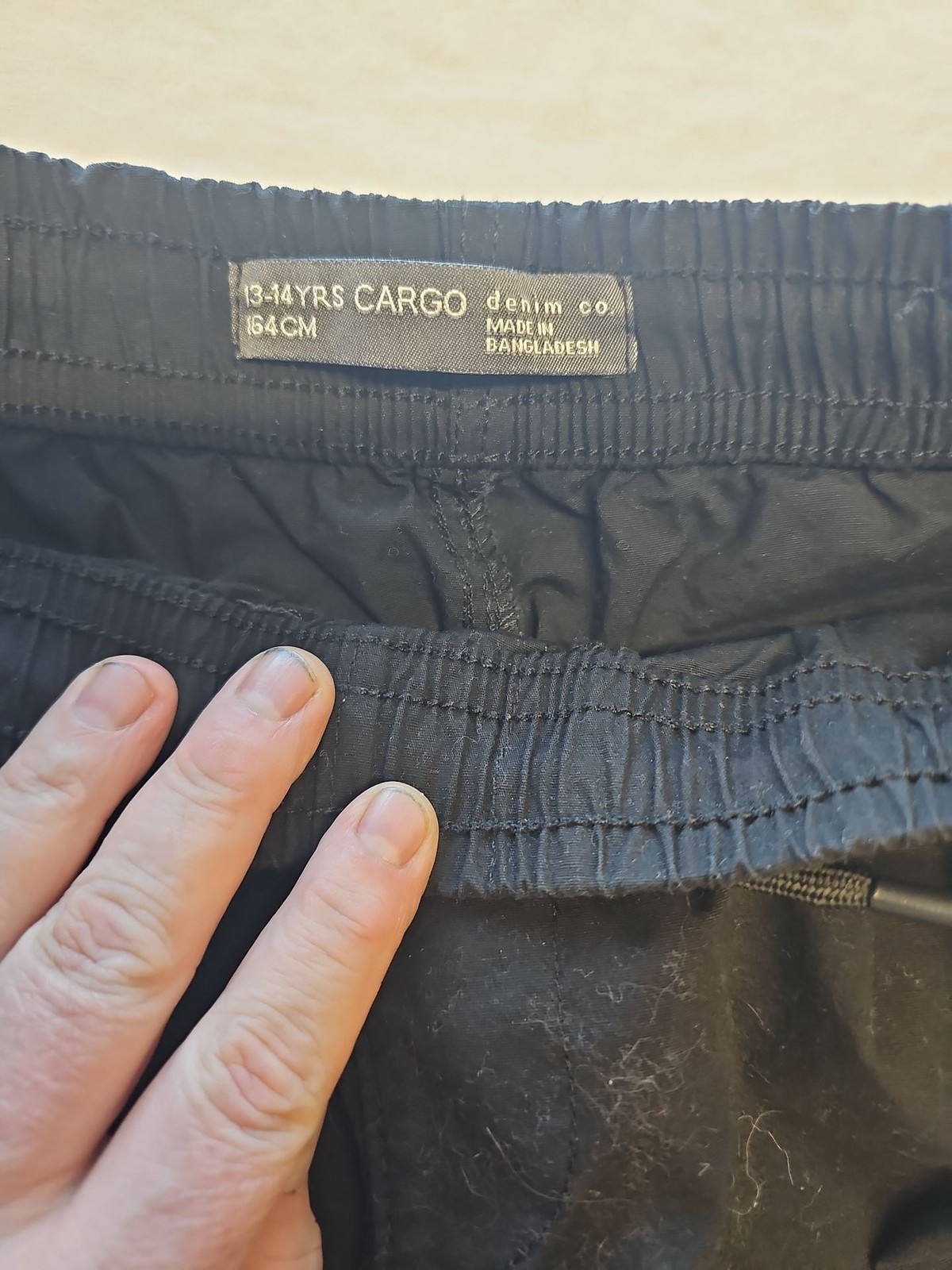 Primark Denim Co. Kids Black Cargo Jogger Trousers 13-14 YRS V852