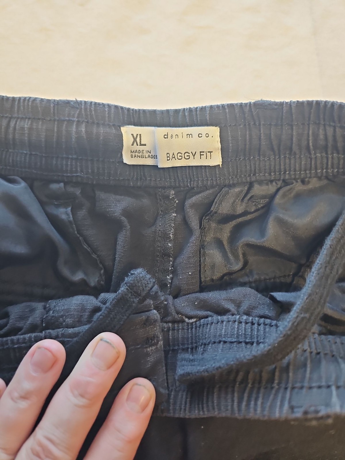 Denim Co. Mens Black Baggy Fit Multi-Pocket Cargo Trousers V853