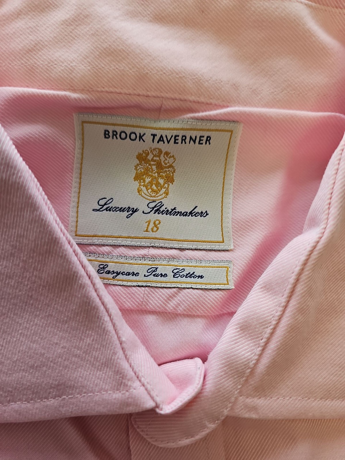 Brook Taverner Pink Luxury Shirtmakers Easycare Pure Cotton Dress Shirt 18 U84