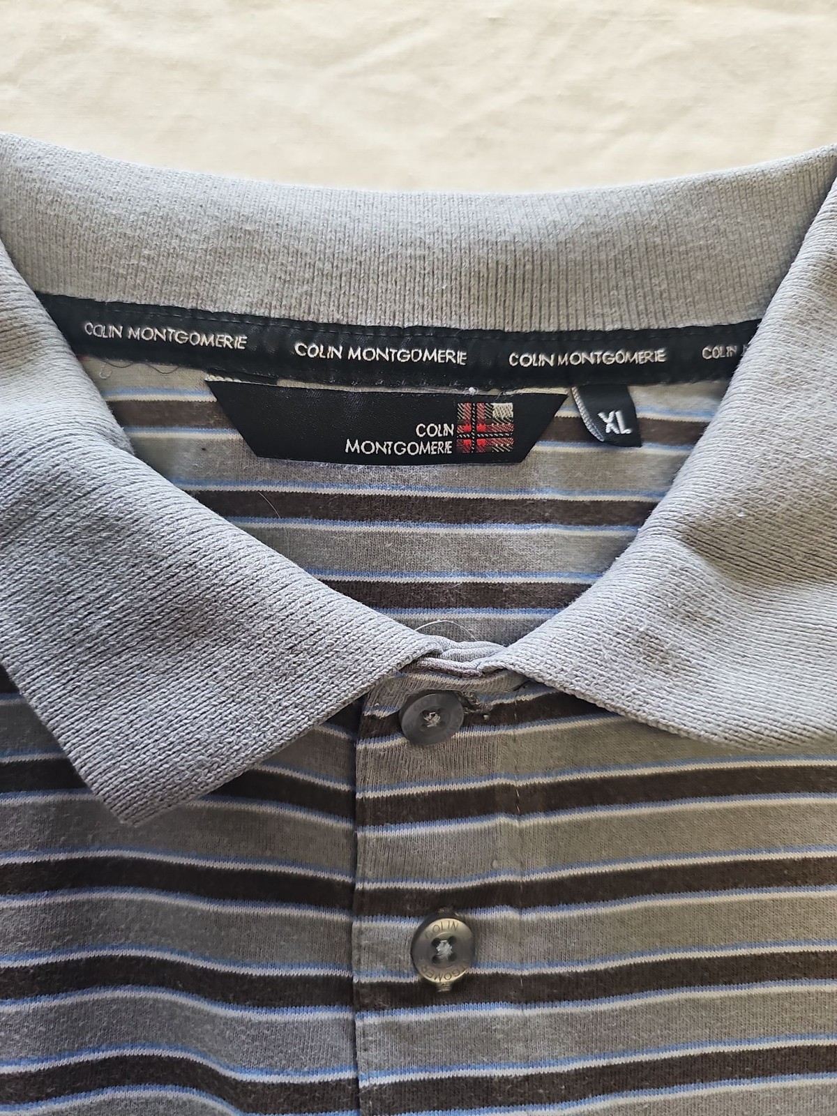 Colin Montgomerie Striped Golf Polo Shirt XL U842