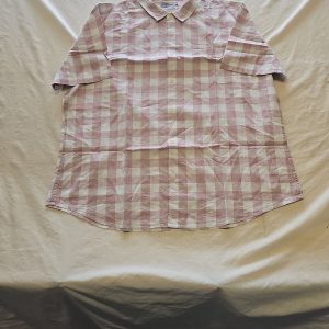 Tu Man XXL Slim Fit Pink Gingham Short Sleeve Shirt U843