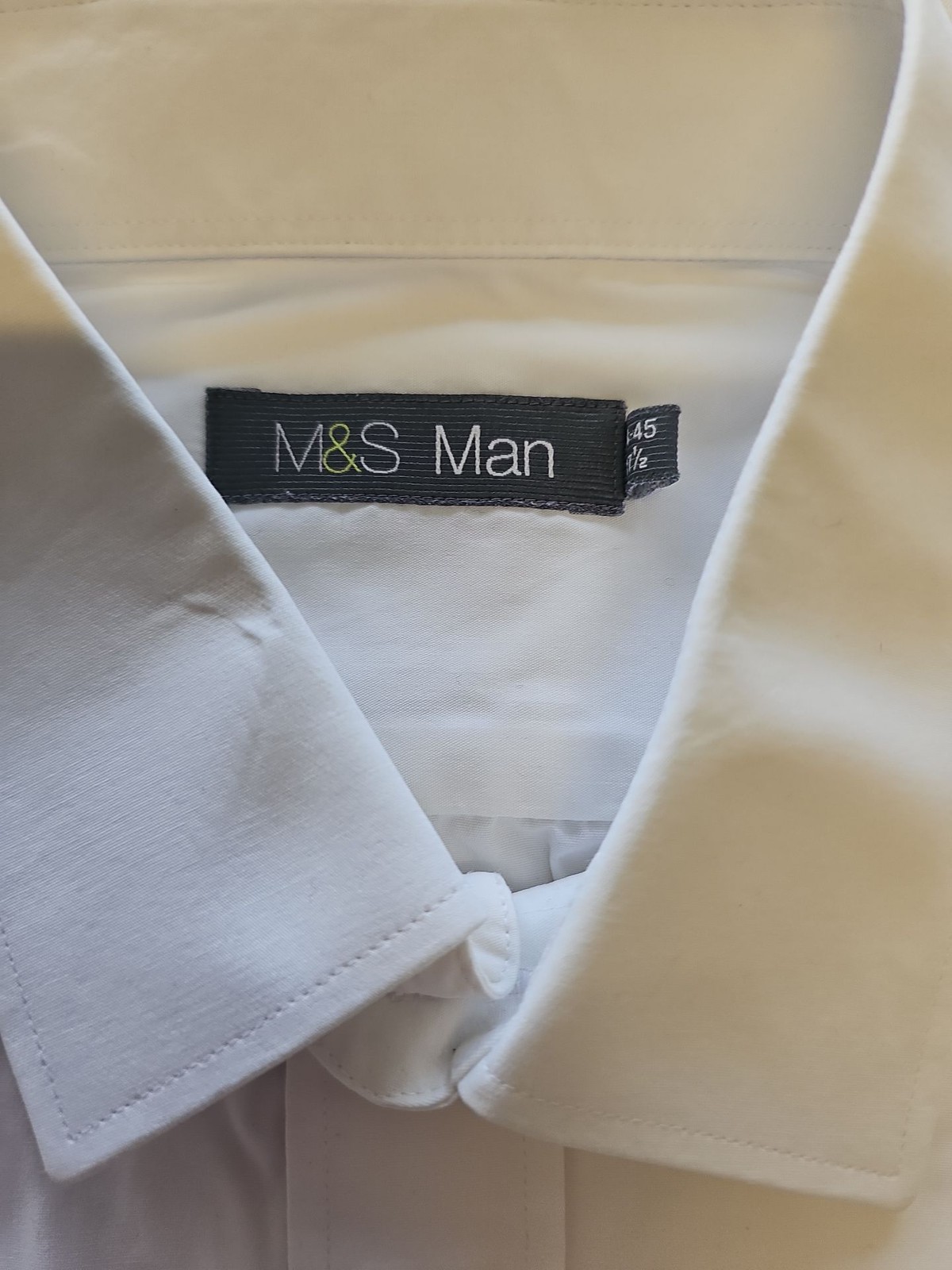 M&S Man White Long Sleeve Formal Dress Shirt 17.5 collar U844
