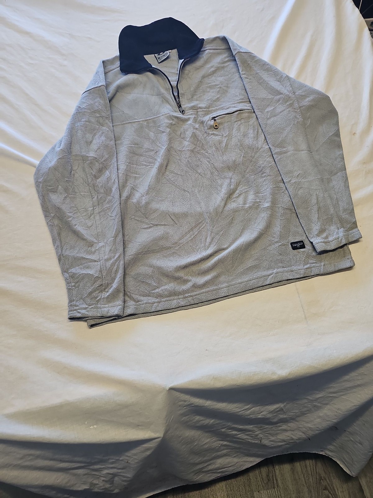 Vintage Billy Dean Sportswear Grey Quarter-Zip Fleece Pullover M X869 - Image 3