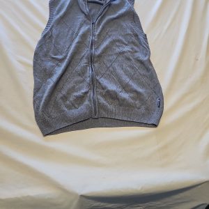 Chaps Men's Grey Diamond Knit Full-Zip Gilet Cotton Sweater Vest M X870