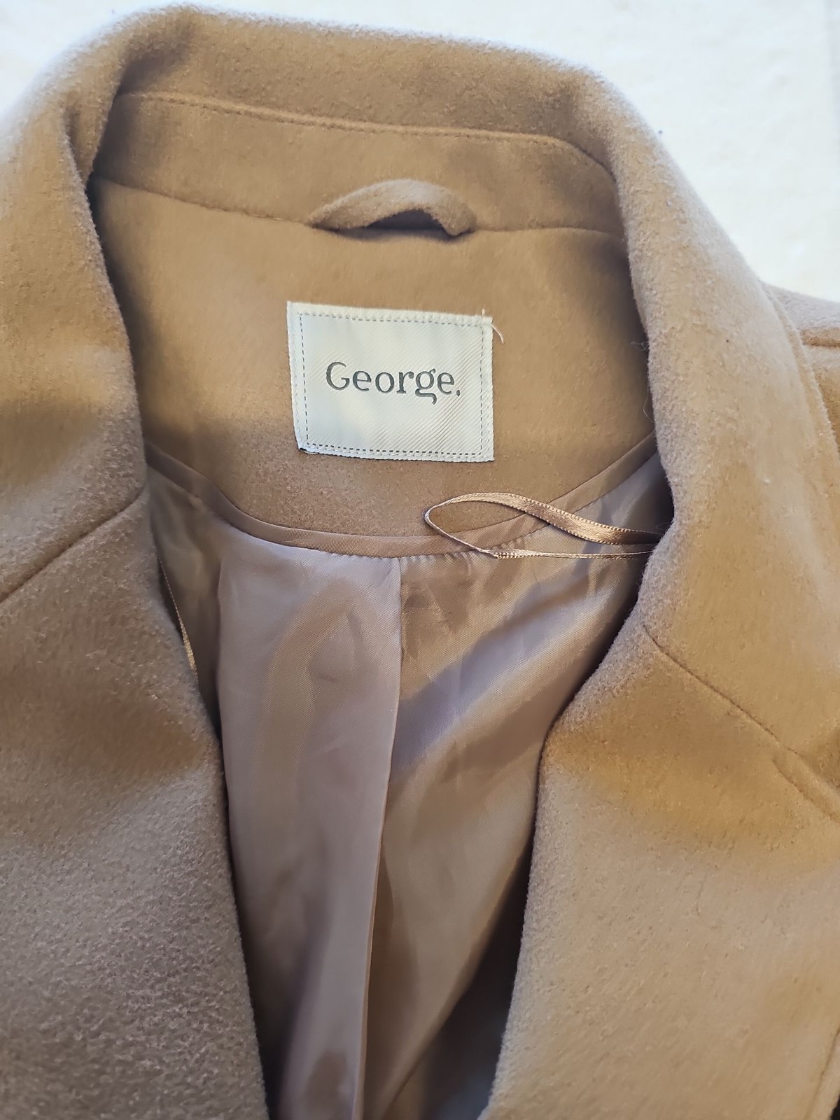 George Classic Camel Single-Breasted Tailored Overcoat size 12 W859
