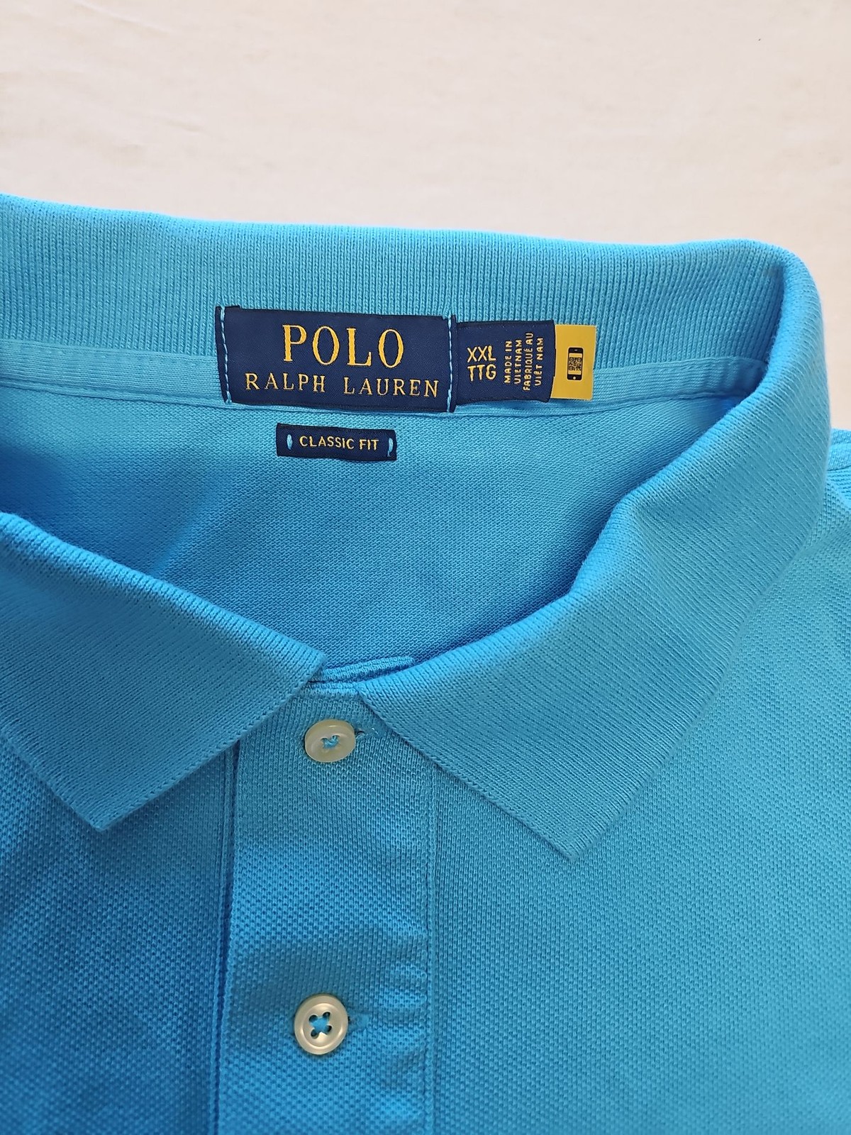 Polo Ralph Lauren Classic Fit Cotton Polo Shirt in Cyan Blue – Size XXL V861