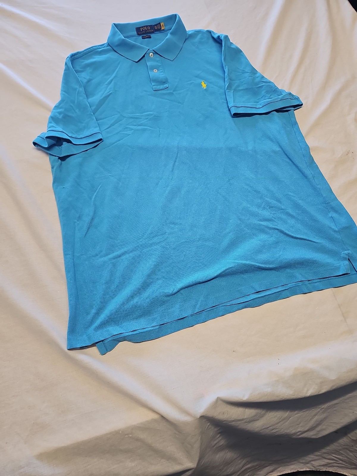 Polo Ralph Lauren Classic Fit Cotton Polo Shirt in Cyan Blue - Size XXL V861 - Image 3