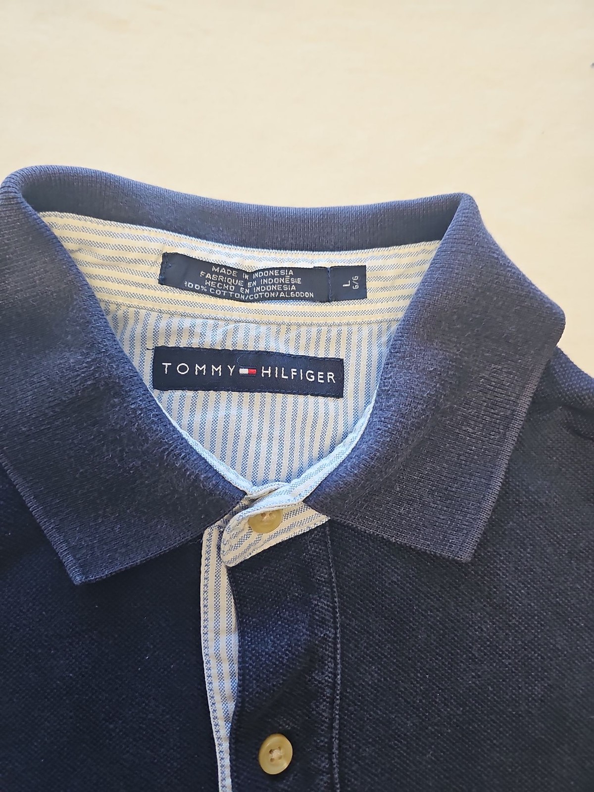 Tommy Hilfiger Men’s Navy Blue Piqué Polo Shirt L V862