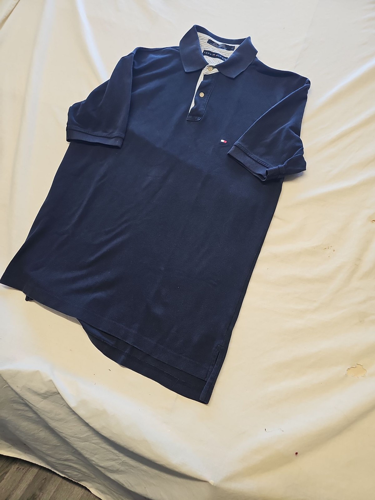 Tommy Hilfiger Men's Navy Blue Piqué Polo Shirt L V862 - Image 4