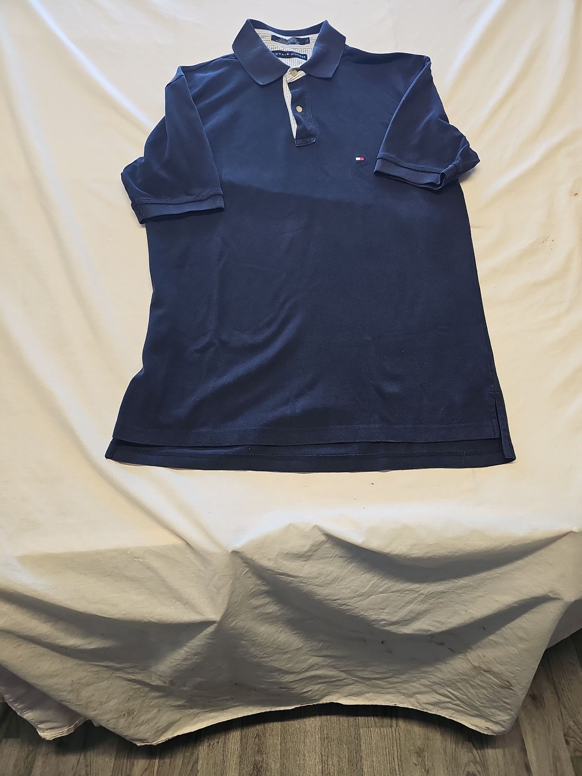 Tommy Hilfiger Men's Navy Blue Piqué Polo Shirt L V862 - Image 5