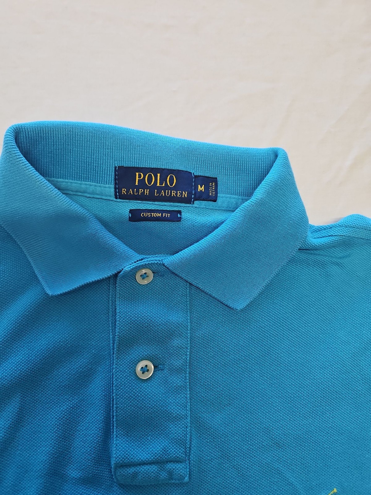 Polo Ralph Lauren Custom Fit Pique Polo Shirt in Bright Blue M  V864
