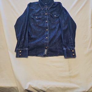 Vintage Eddie Bauer Dark Wash Denim Western Shirt approxsize 6  V855