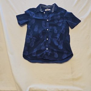 L.O.G.G. Boys Navy Pineapple Print Short Sleeve Button-Down Shirt 10/11 Yr V856