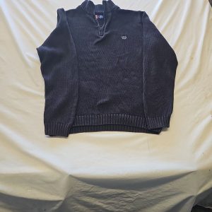 Chaps Navy Blue Quarter-Zip Knit Cotton Sweater  M X873