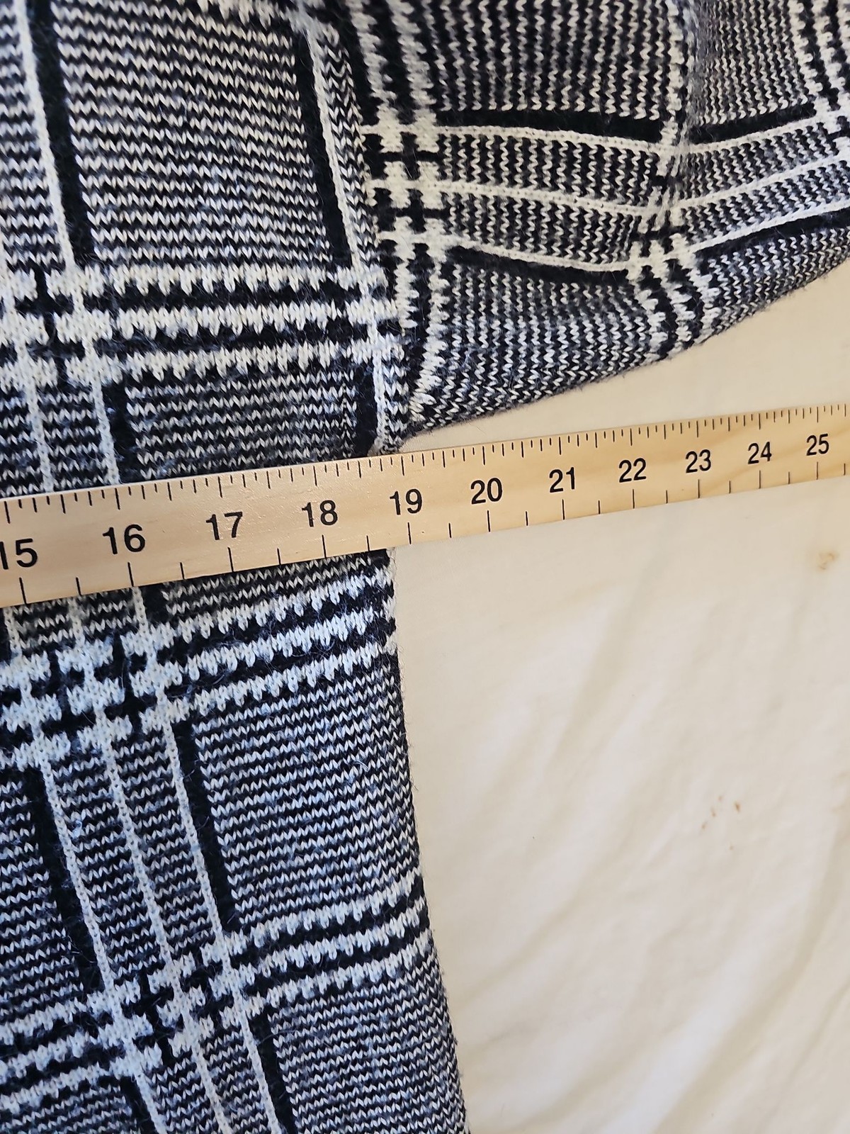 M&S Collection Monochrome Check Knit Jumper with Faux Leather Trim Uk14 X876 - Image 5