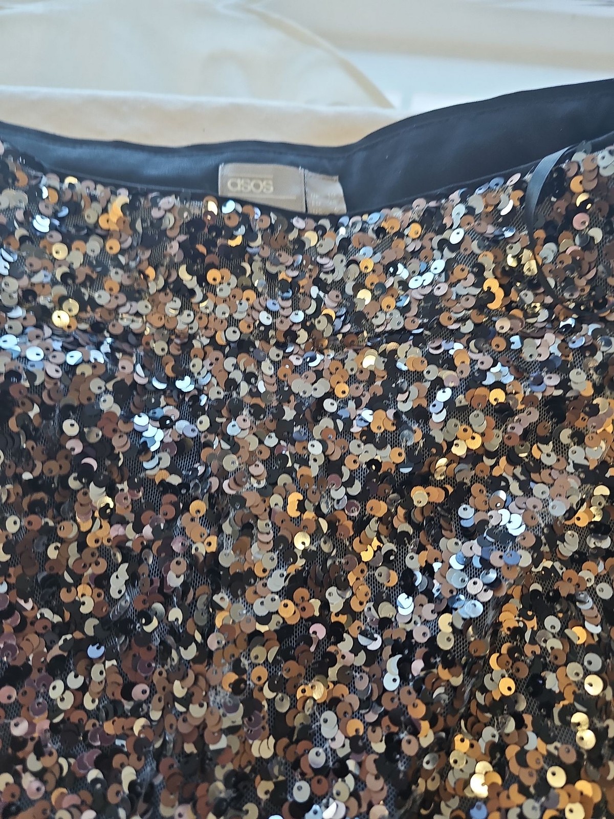 ASOS Silver Multi-Sequin Flare Trousers uk10 Y889