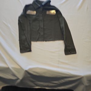 River Island Girls Khaki Green Cropped Utility Shacket with Gold Sequins AA917