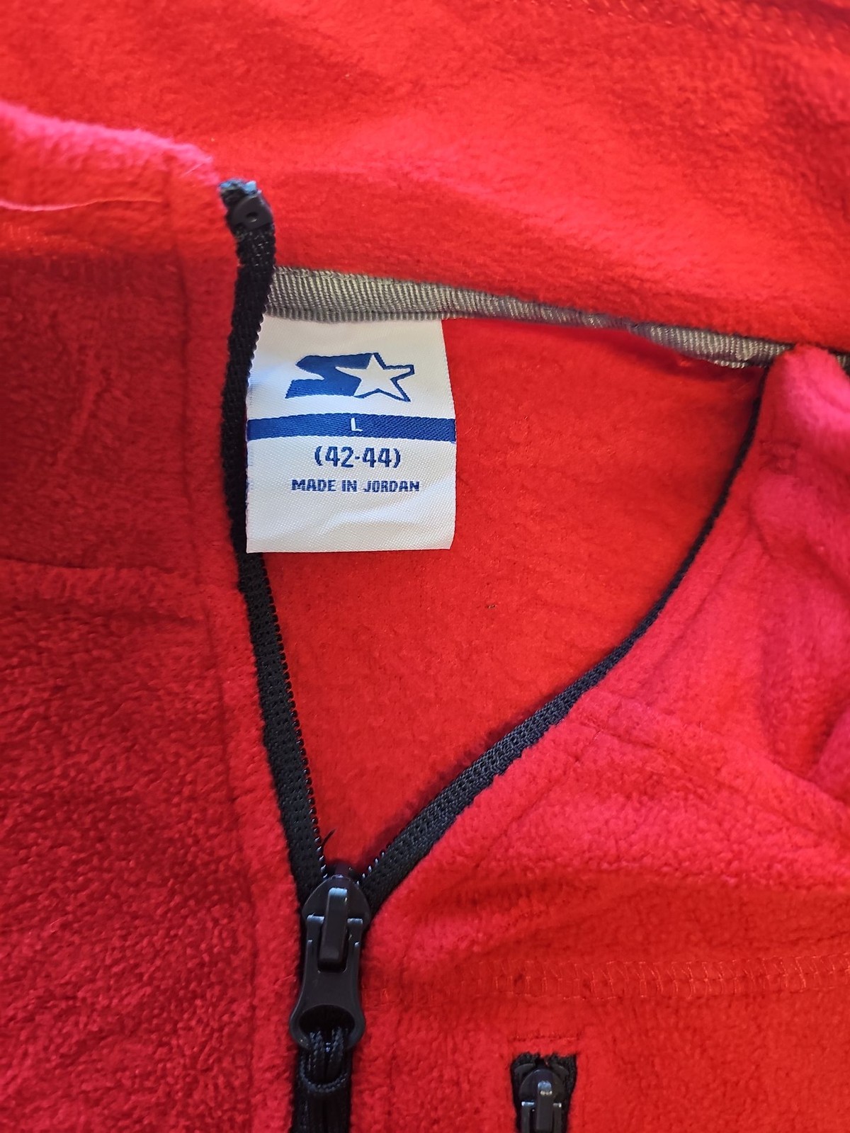 Vintage Starter Red 1/4 Zip Fleece Pullover Jacket L AA912