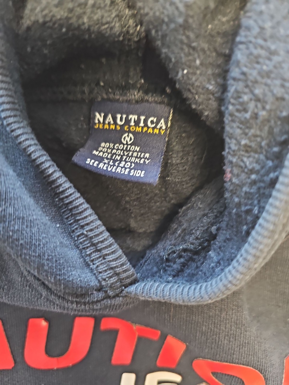 Vintage Nautica Jeans Co Navy Blue Hoodie XL Z904