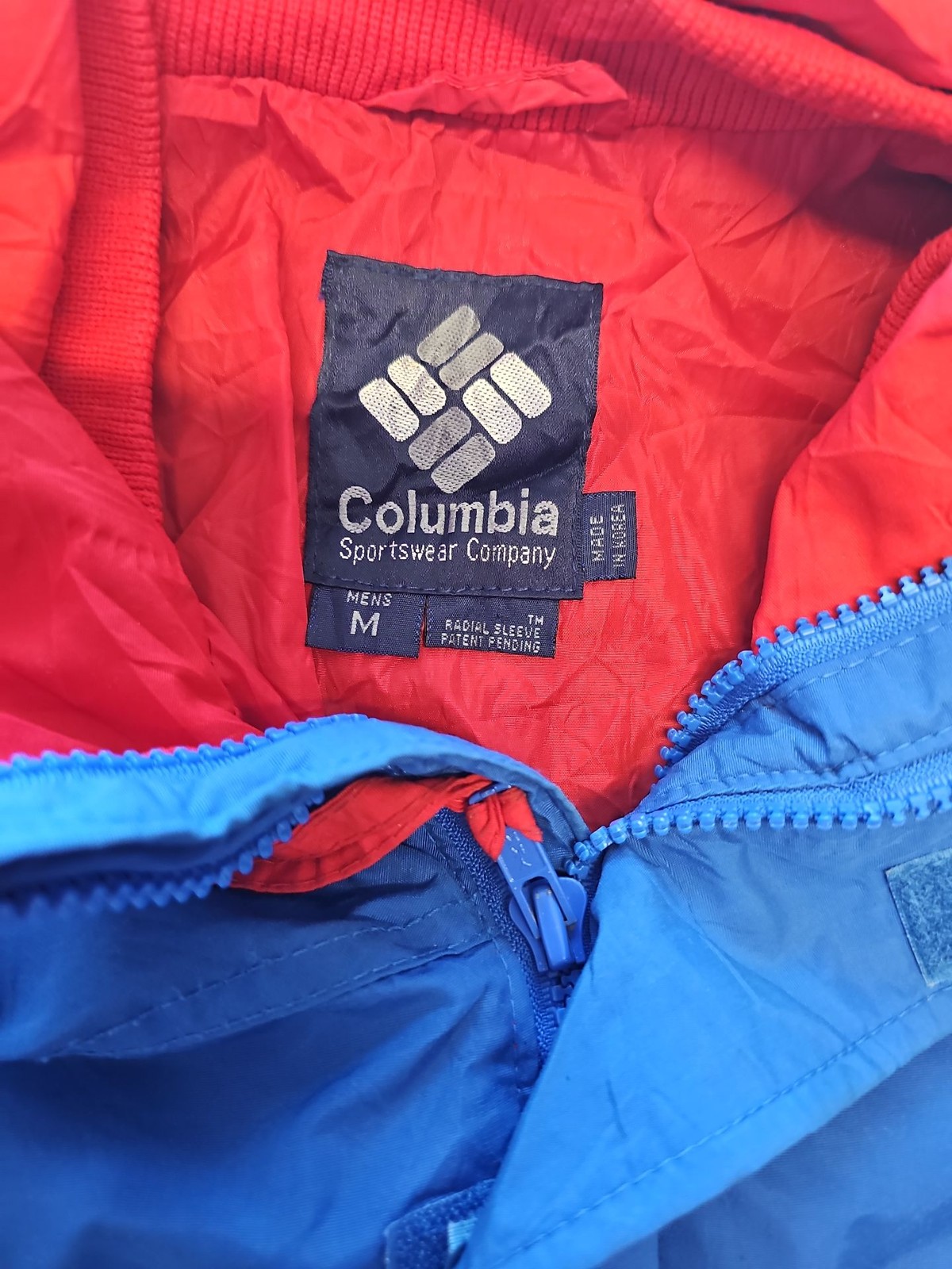 Vintage Columbia Sportswear Radial Sleeve Windbreaker Jacket Blue Red M Z905
