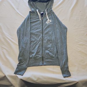 Nike Women's Heather Grey Zip-Up Hoodie 'Just Do It' Graphic AA908