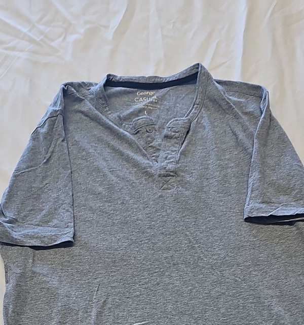 George Casual Outfitters Grey Henley T-Shirt L NN58 - Image 4