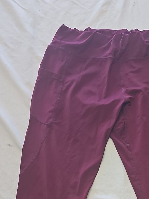Women's High-Waisted Magenta Cropped Leggings with Side Pockets xl MM15 - Image 5
