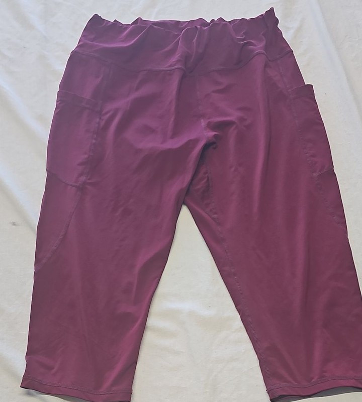 Women's High-Waisted Magenta Cropped Leggings with Side Pockets xl MM15 - Image 7