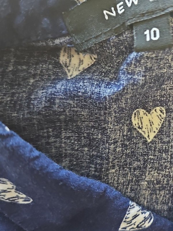 New Look Navy Blue Heart Print Short Sleeve Shirt UK 10 HH140 - Image 9