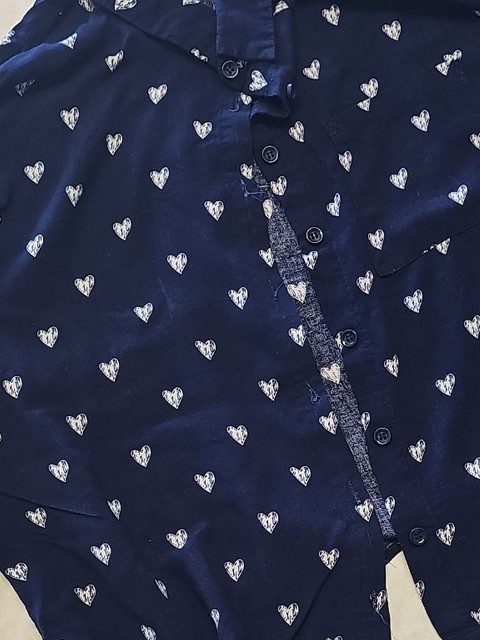 New Look Navy Blue Heart Print Short Sleeve Shirt UK 10 HH140 - Image 11
