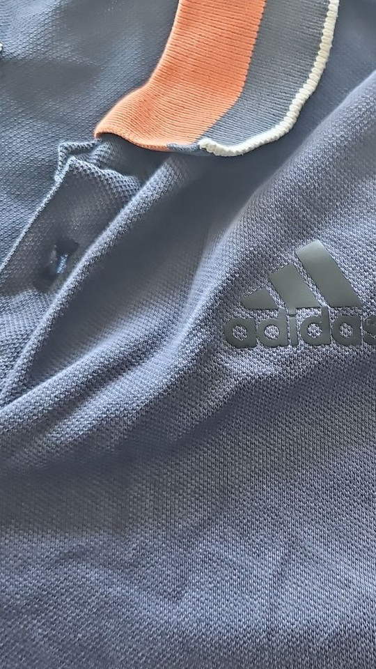 Adidas Navy Blue & Orange Pique Cotton Polo Shirt 328 - Image 9