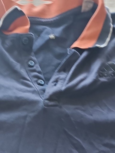 Adidas Navy Blue & Orange Pique Cotton Polo Shirt 328 - Image 11